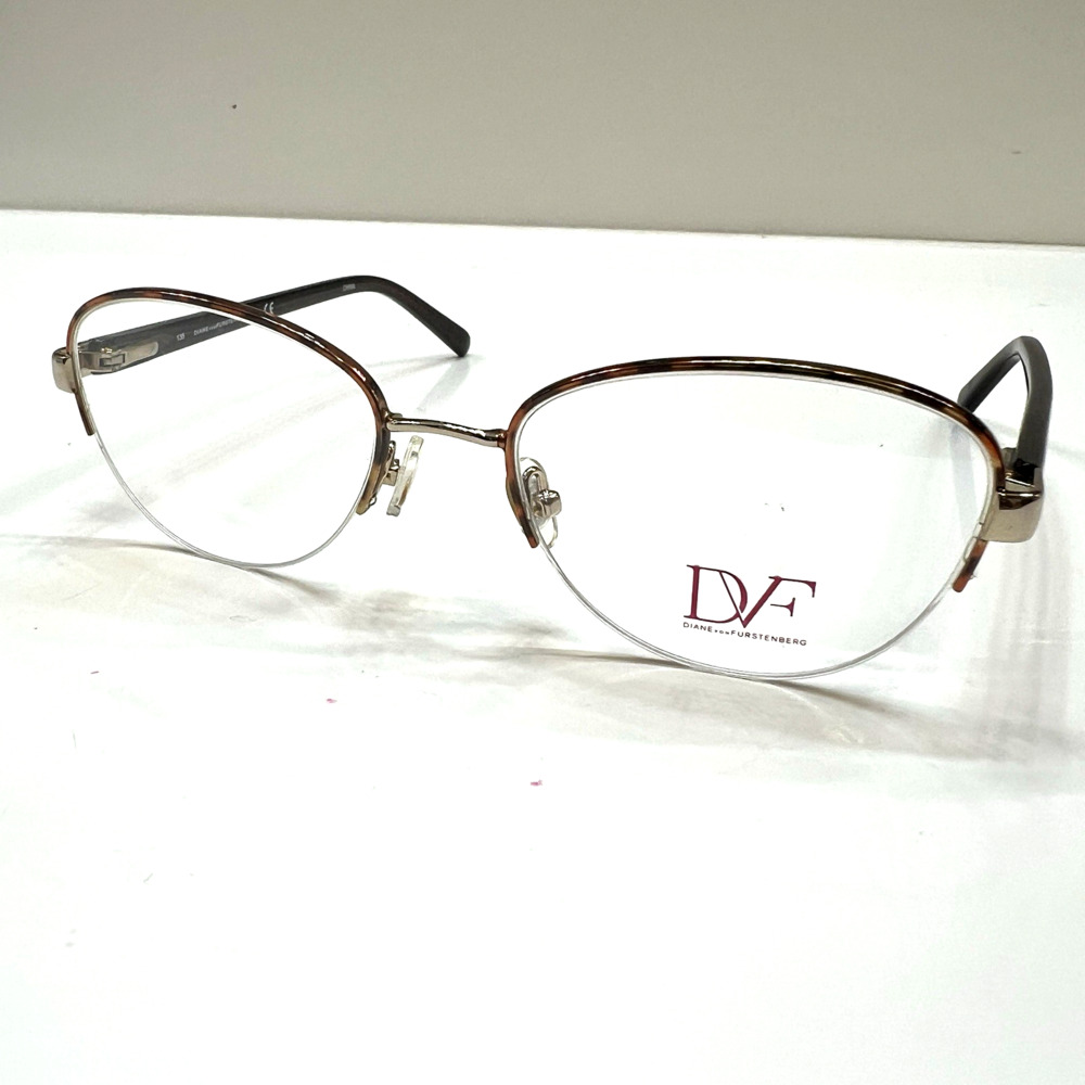 NEW Diane von Furstenberg 8053 210 Glossy Tortoise Eye Frame 51-18-135 Half Rim